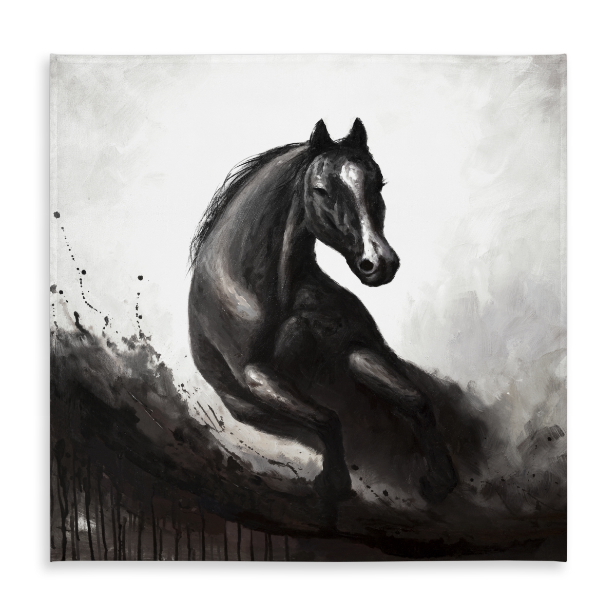 Picture of Begin Home Decor C1TC5858PRH9N6 58 x 58 in. White Office Tablecloth - Horse in Motion Design - Indoor & Outdoor
