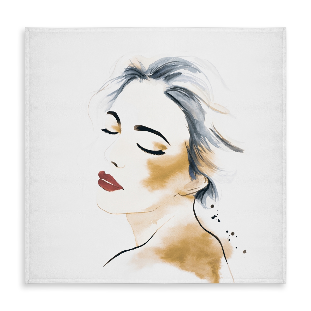 Picture of Begin Home Decor C1TC5858VSFCUB 58 x 58 in. Watercolor Lady Portrait Tablecloth - Blue Indoor & Outdoor Decor