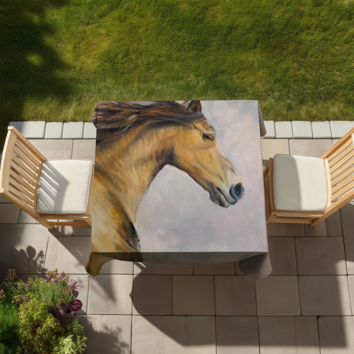 Picture of Begin Home Decor C1TC5858YY57VO 58 x 58 in. Rustic Brown Animal Tablecloth - Proud Steed Home Decor