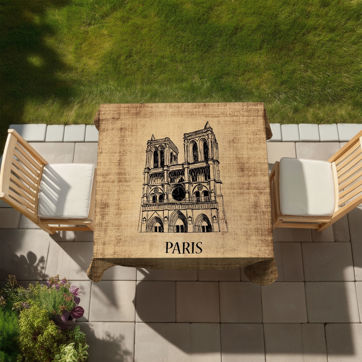 Picture of Begin Home Decor C1TC585801DFH5 58 x 58 in. Notre-Dame De Paris Tablecloth - Indoor & Outdoor Home Decor