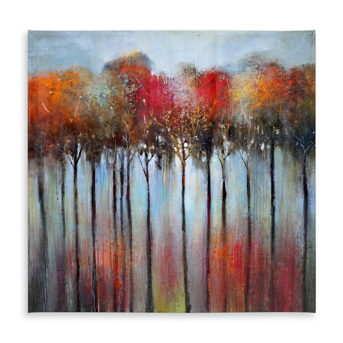 Picture of Begin Home Decor C1TC58584DUW38 58 x 58 in. Abstract & Colorful Forest Tablecloth - Blue Trees Decor
