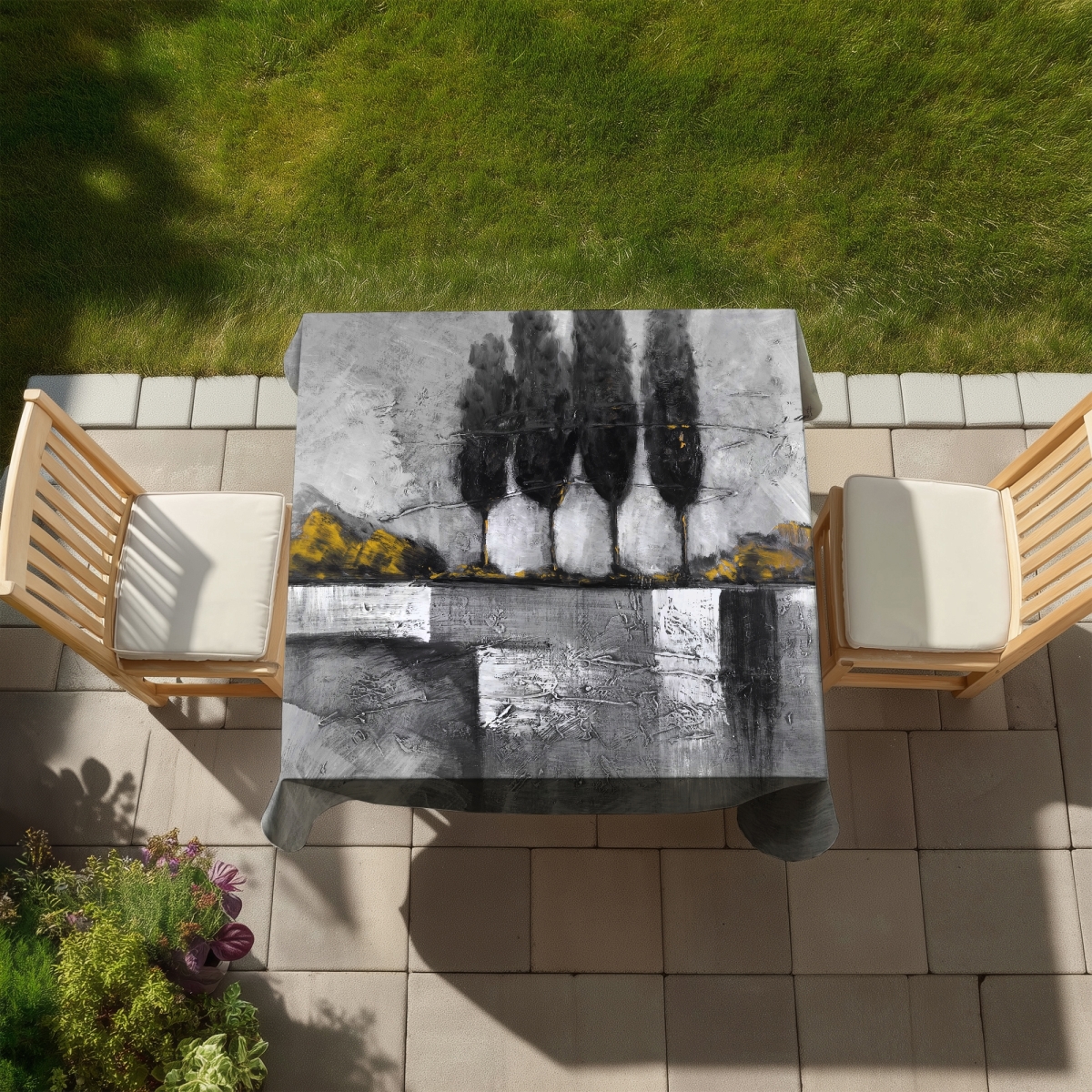 Picture of Begin Home Decor C1TC5858UWHE89 58 x 58 in. Industrial Landscape Gray Tablecloth - Indoor & Outdoor Decor