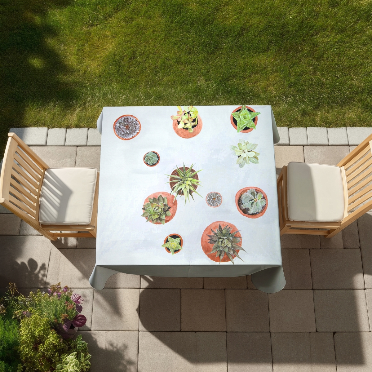 Picture of Begin Home Decor C1TC58589BSUF0 58 x 58 in. Cactus Plants Tablecloth - Exotic Floral Botanical Decor