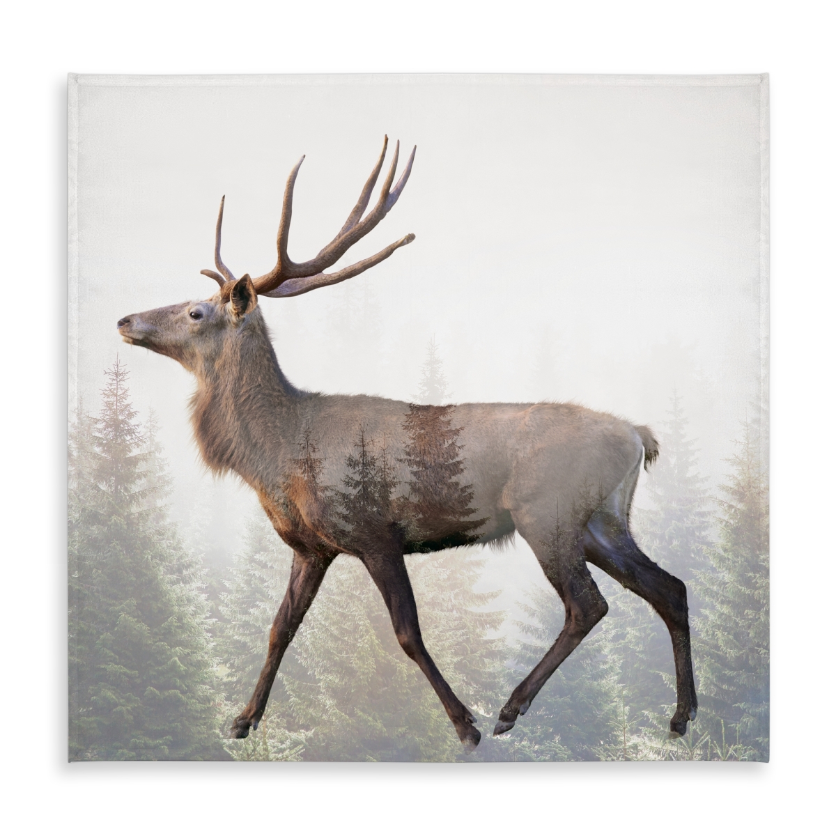 Picture of Begin Home Decor C1TC5858263EHH 58 x 58 in. Large Plume Roe Deer Tablecloth - Scandinavian Animals Decor