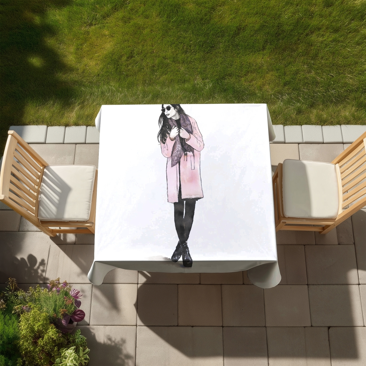 Picture of Begin Home Decor C1TC5858LC3QM8 58 x 58 in. Woman Spring Look Tablecloth - Indoor & Outdoor Home Decor