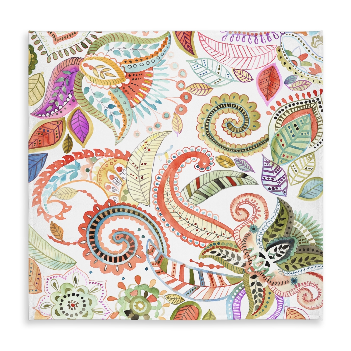 Picture of Begin Home Decor C1TC5858VDJE0O 58 x 58 in. Watercolor Paisley Floral Tablecloth - Bohemian Home Decor