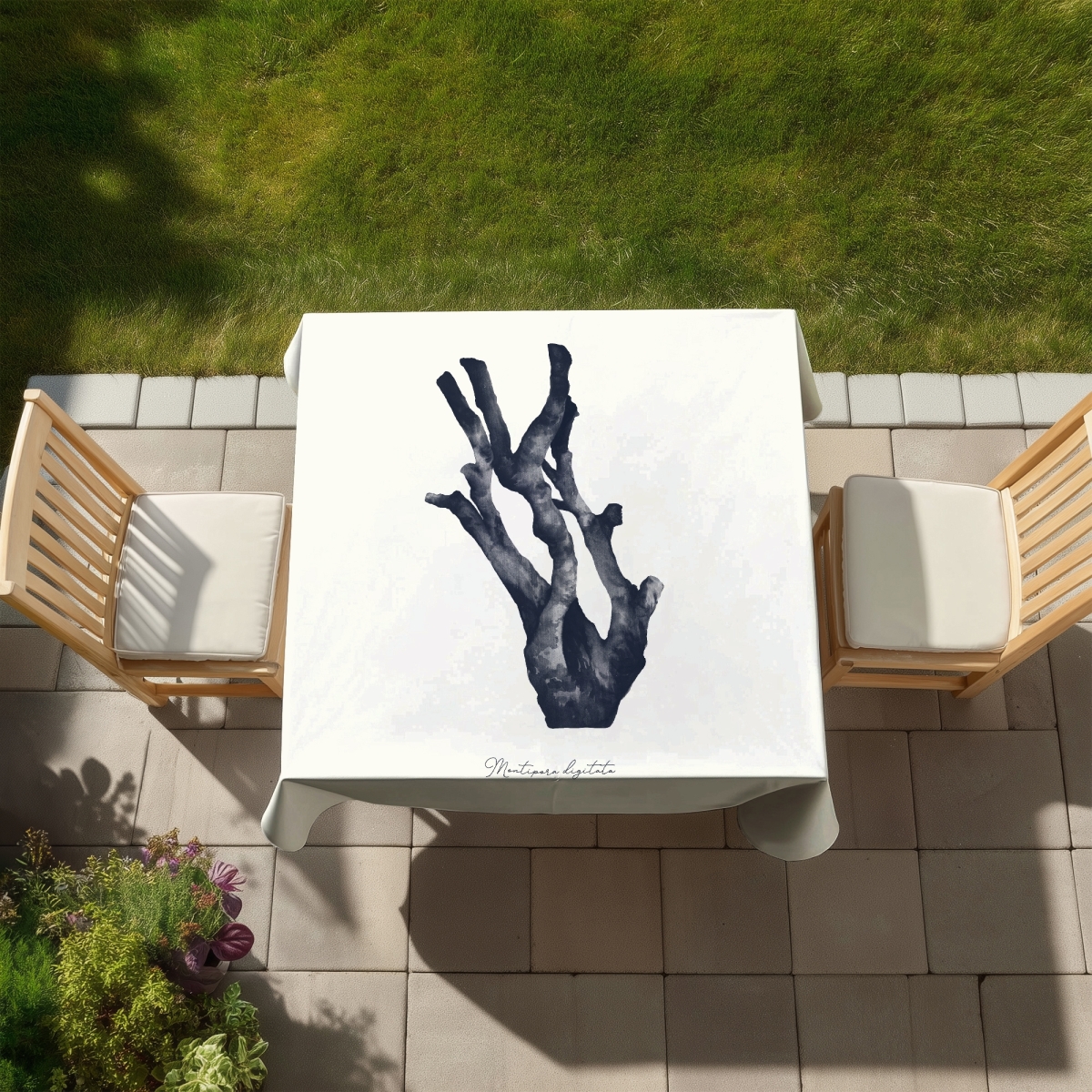 Picture of Begin Home Decor C1TC58584IUM28 58 x 58 in. Montipora Digitata Coral Tablecloth - Coastal Home Decor