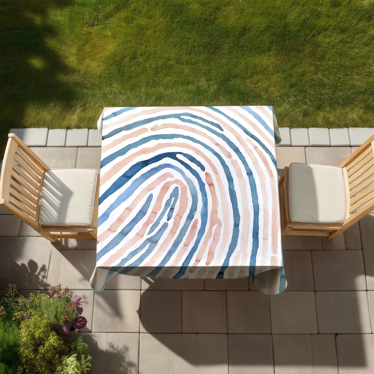 Picture of Begin Home Decor C1TC58582G2GT2 58 x 58 in. Fingerprint Shapes Tablecloth - Indoor & Outdoor Home Decor