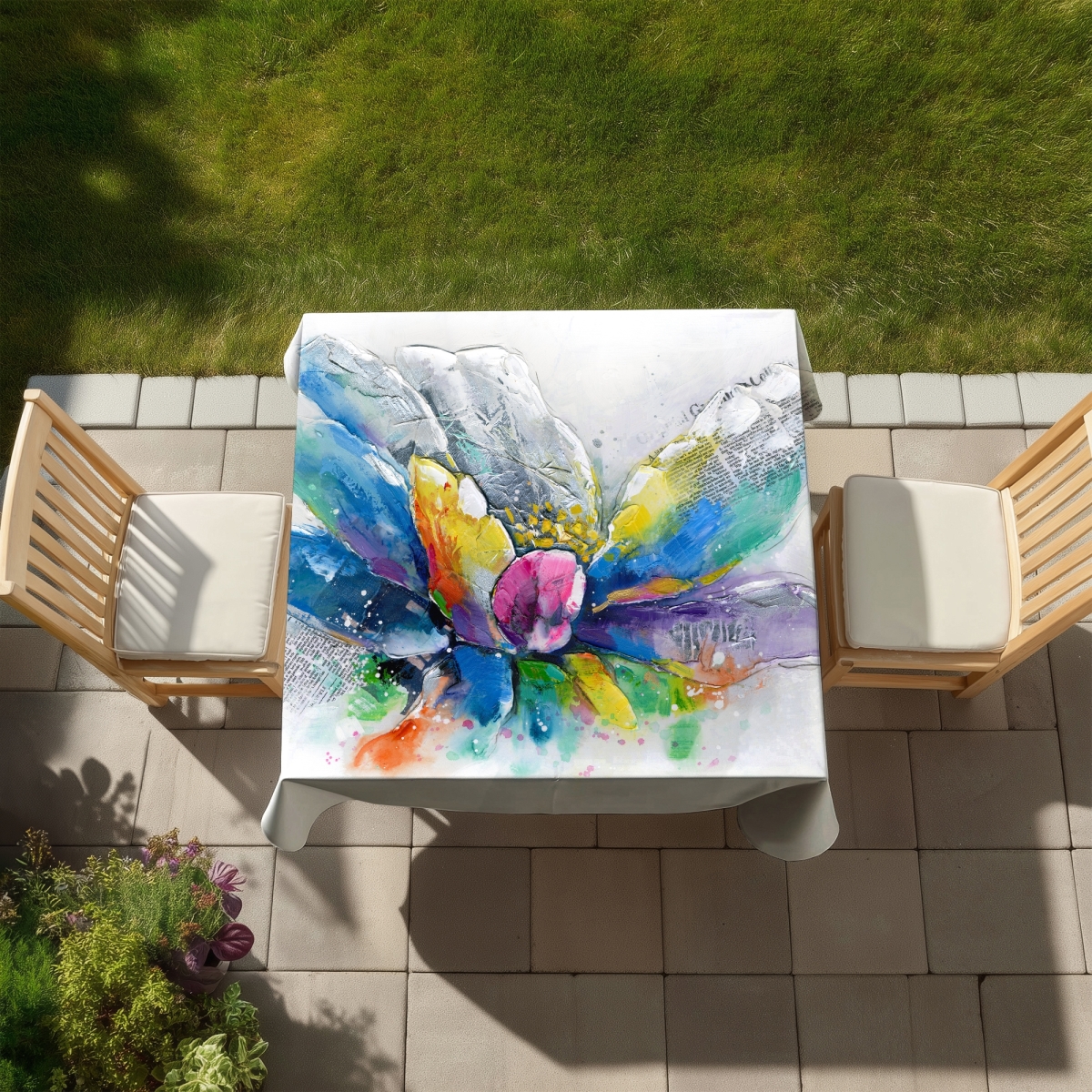 Picture of Begin Home Decor C1TC5858SI95NF 58 x 58 in. Botanical Bedroom Abstract Flower Tablecloth - Indoor & Outdoor