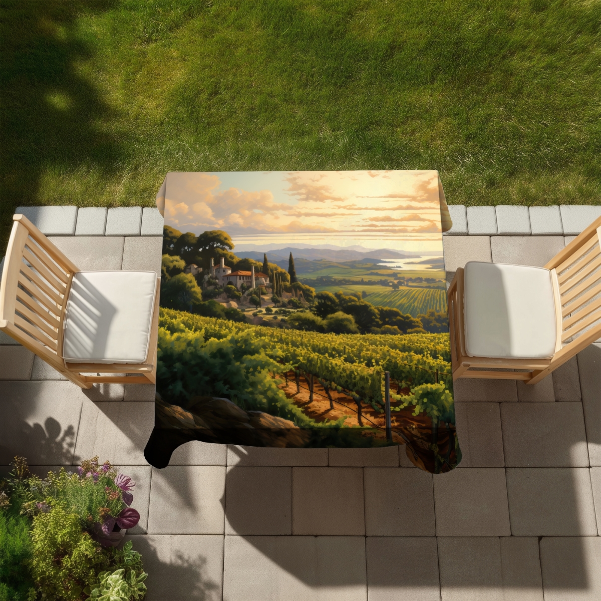 Picture of Begin Home Decor C1TC5858CJDUON 58 x 58 in. Calm Dusk Landscapes Tablecloth - Bedroom Decor - Indoor & Outdoor