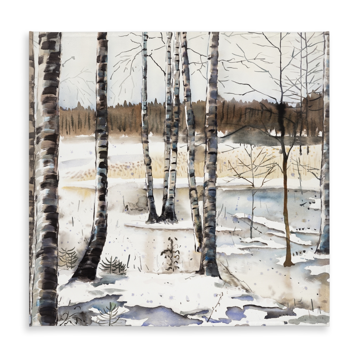 Picture of Begin Home Decor C1TC5858K8BSA0 58 x 58 in. Rustic Trees Winter Swamp Tablecloth - Indoor & Outdoor Decor