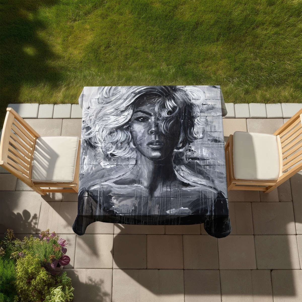 Picture of Begin Home Decor C1TC5858WEVU91 58 x 58 in. Gentle Woman Tablecloth - Figurative Bedroom Beauty Decor