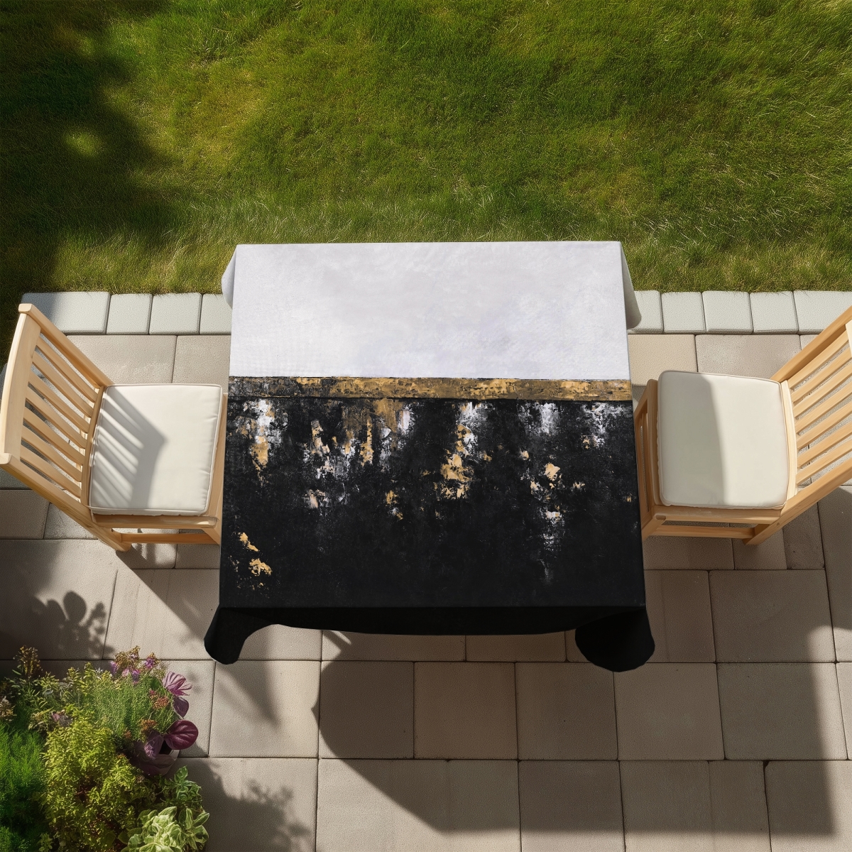 Picture of Begin Home Decor C1TC5858YX17PR 58 x 58 in. Abstract Container Tablecloth - Indoor & Outdoor Home Decor