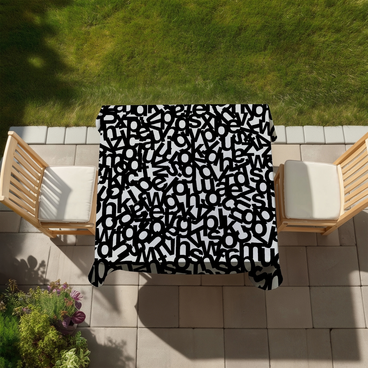 Picture of Begin Home Decor C1TC5858DWCUJH 58 x 58 in. Gray Alphabet Indoor & Outdoor Tablecloth - Home Decor Essential