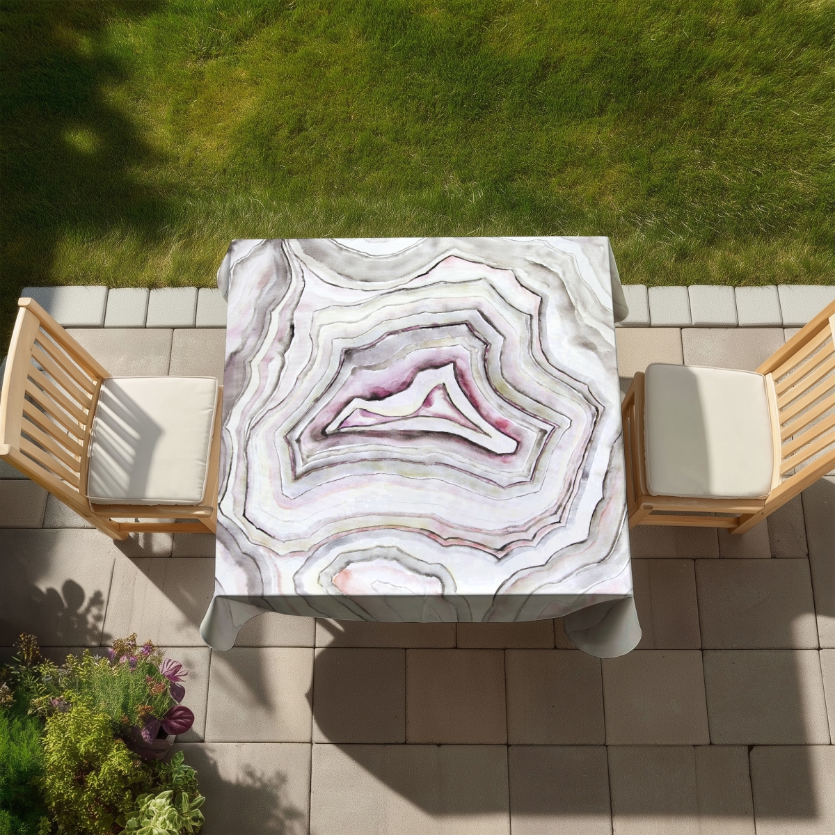 Picture of Begin Home Decor C1TC5858CQX4PW 58 x 58 in. Geode Pattern Pink Tablecloth - Indoor & Outdoor Home Decor