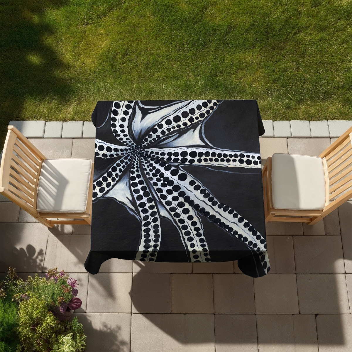 Picture of Begin Home Decor C1TC5858RNUHT2 58 x 58 in. Large Octopus Tentacle Tablecloth - Aquatic Decor for Home