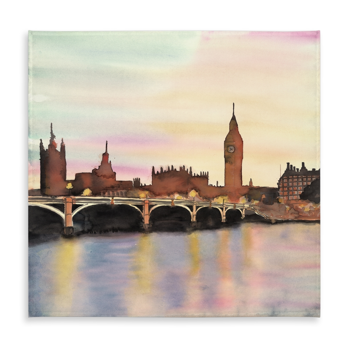 Picture of Begin Home Decor C1TC5858G4XSPK 58 x 58 in. Sunset on Big Ben Tablecloth - Indoor & Outdoor City Decor
