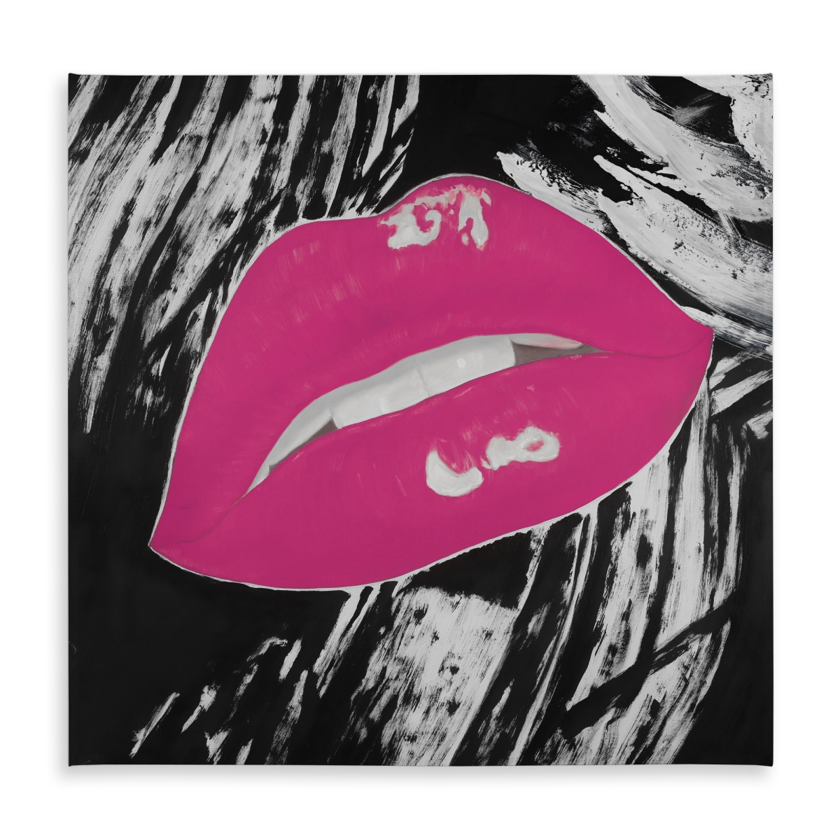 Picture of Begin Home Decor C1TC5858PUODDX 58 x 58 in. Kissable Pink Glossy Lips Tablecloth - Romantic Home Decor
