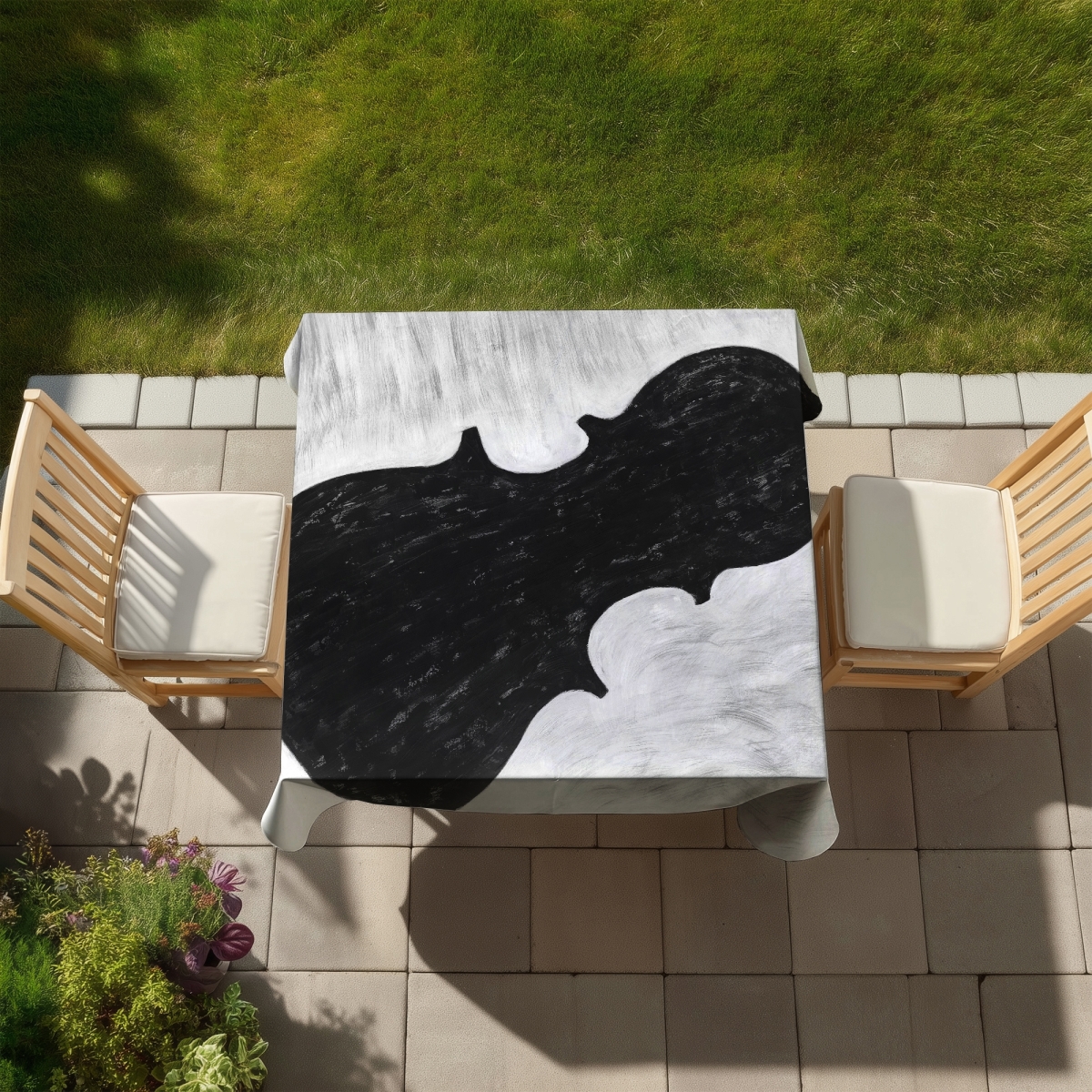 Picture of Begin Home Decor C1TC585864TT9E 58 x 58 in. Violin Silhouette Tablecloth - Monochrome Indoor & Outdoor Decor