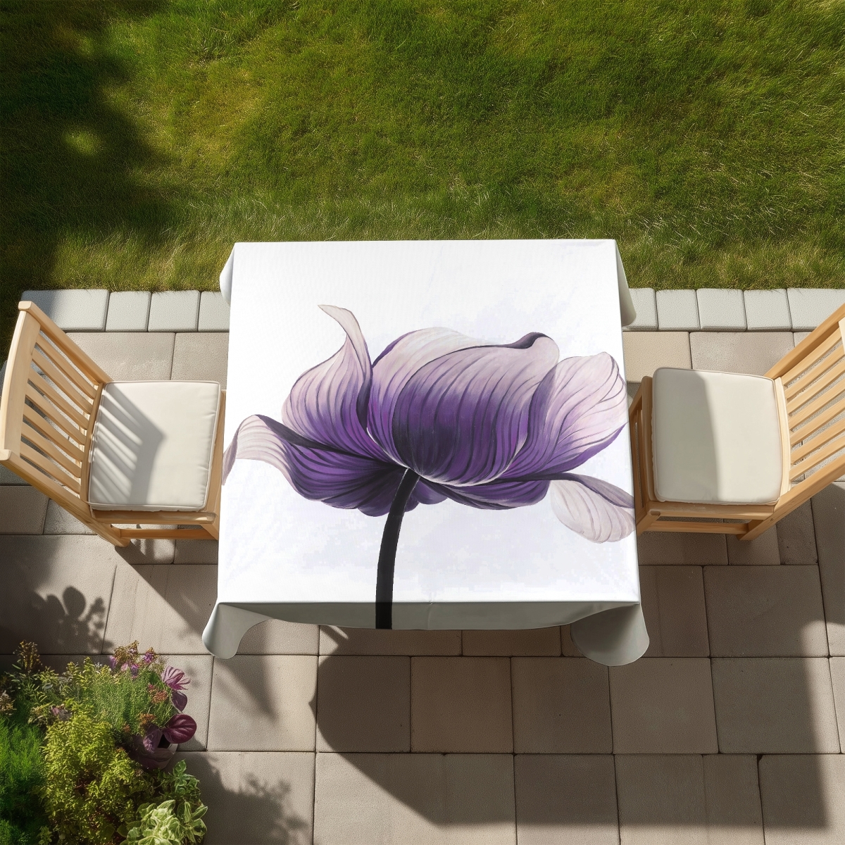 Picture of Begin Home Decor C1TC5858P9UOQV 58 x 58 in. Purple Anemone Flower Tablecloth - Indoor & Outdoor Home Decor