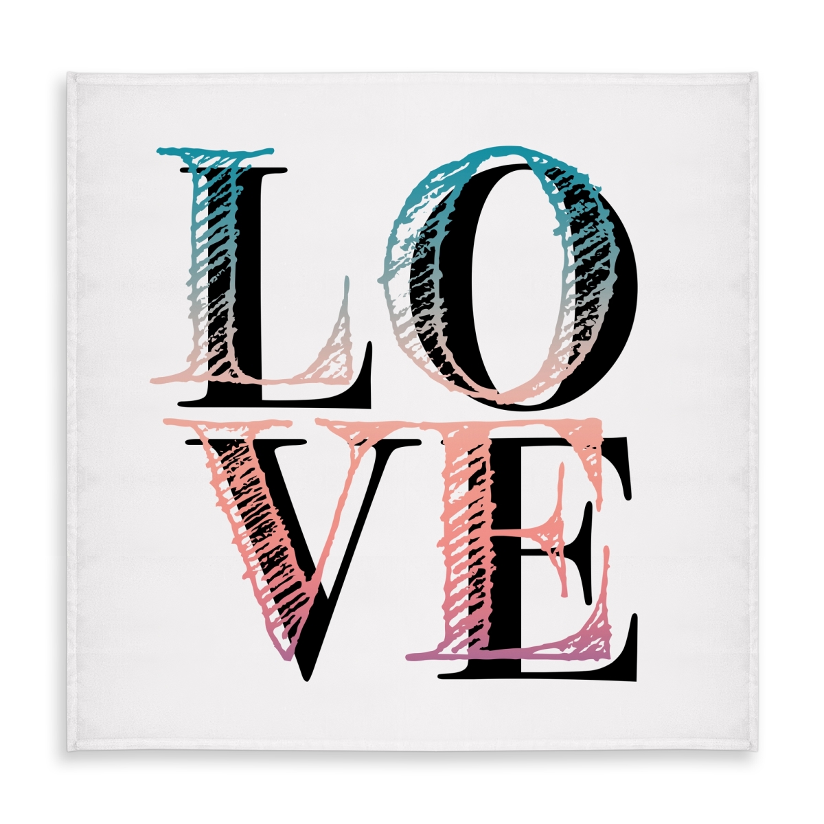 Picture of Begin Home Decor C1TC5858XQHCQY 58 x 58 in. Colorful Love Tablecloth - Motivational Quotes & Flowers Decor