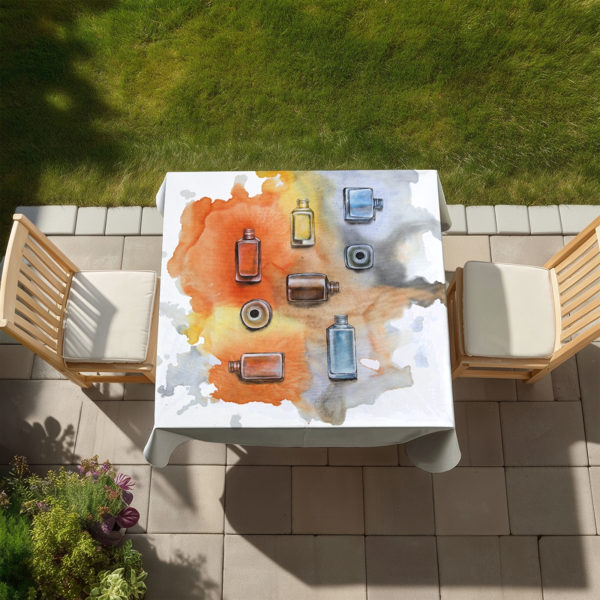 Picture of Begin Home Decor C1TC5858R2DRT6 58 x 58 in. Nail Polish Tablecloth - Indoor & Outdoor Bedroom Decor