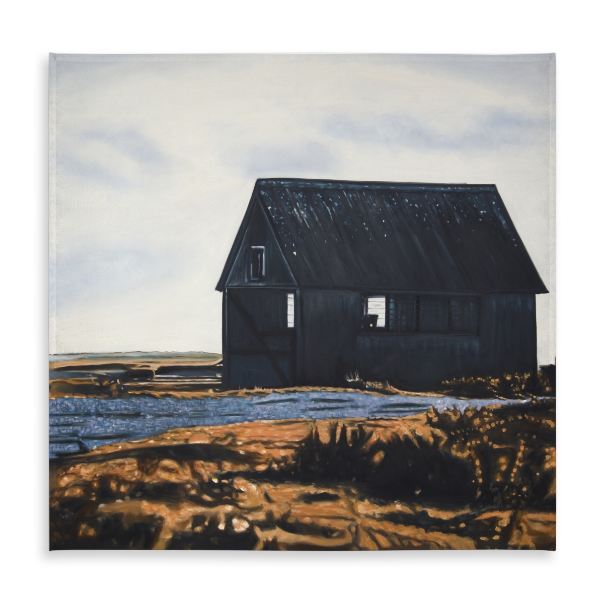 Picture of Begin Home Decor C1TC5858ORO3BL 58 x 58 in. Abandoned Barn Tablecloth - Blue Leaves Indoor & Outdoor Decor