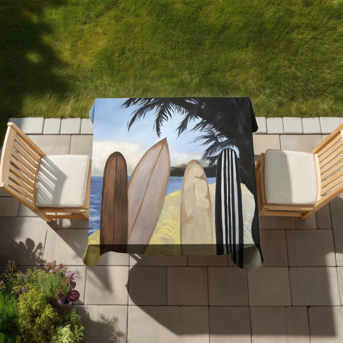 Picture of Begin Home Decor C1TC58581L10R5 58 x 58 in. Surfboards Tablecloth - American Hobbies Indoor & Outdoor Decor