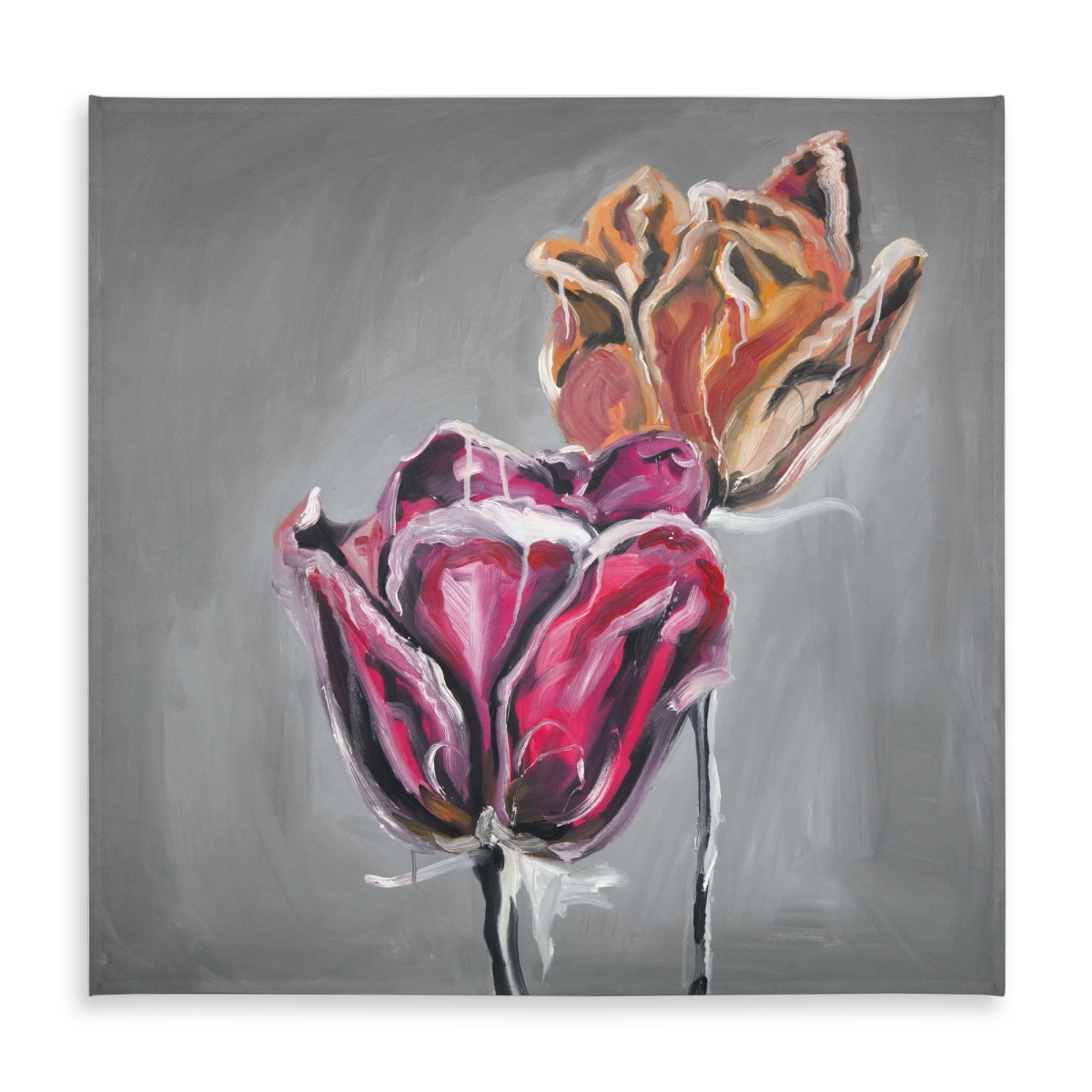 Picture of Begin Home Decor C1TC5858RLWNGA 58 x 58 in. Abstract Tulips Gray Tablecloth - Indoor & Outdoor Home Decor