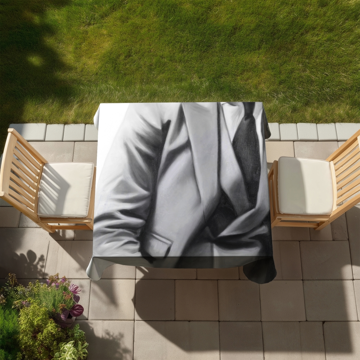 Picture of Begin Home Decor C1TC5858NK9OAR 58 x 58 in. Elegant Businessman Monochrome Tablecloth - Indoor & Outdoor Decor