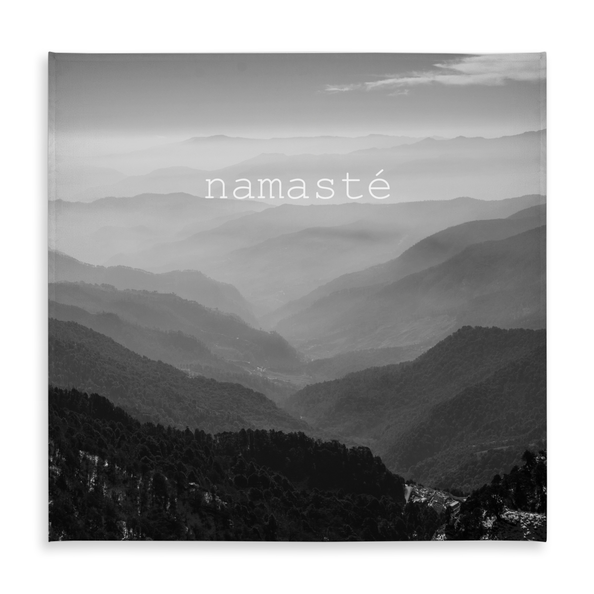 Picture of Begin Home Decor C1TC5858I6UAFC 58 x 58 in. Namaste Monochrome Tablecloth - Modern Quotes & Motivation Decor