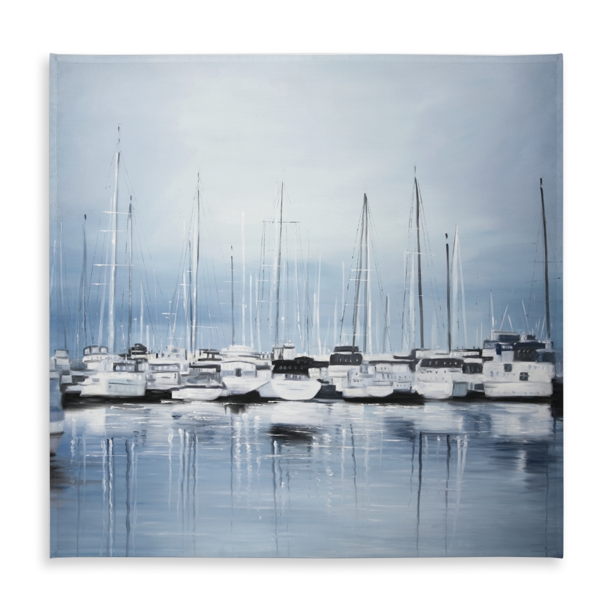 Picture of Begin Home Decor C1TC5858JLHXP7 58 x 58 in. Coastal Blue Tablecloth - Boats at the Dock 2 - Home Decor