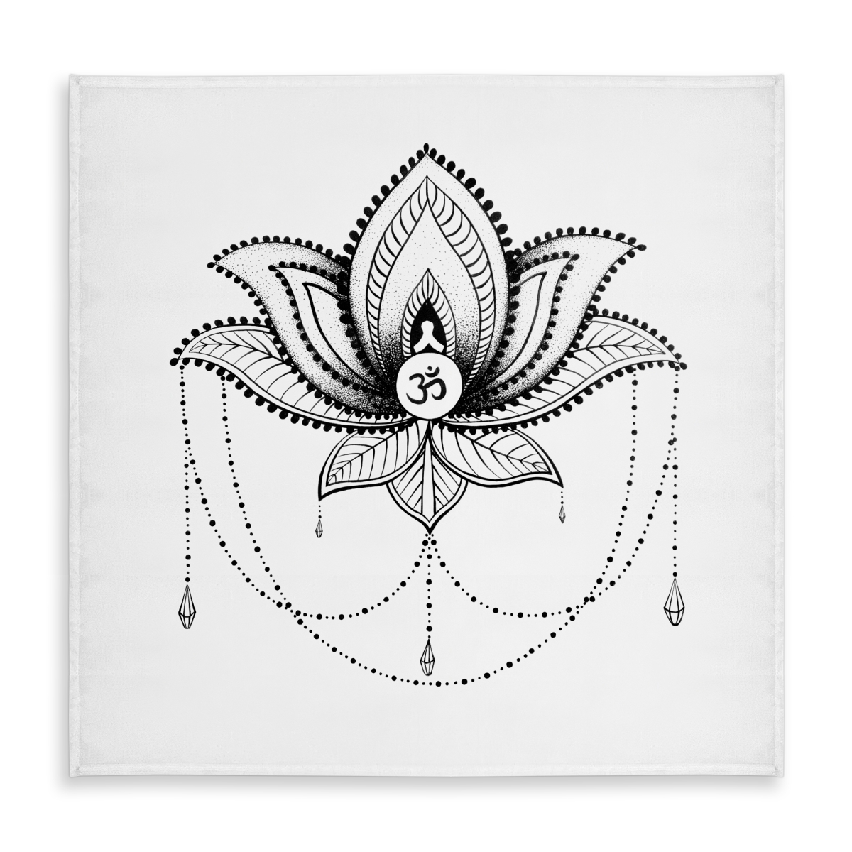 Picture of Begin Home Decor C1TC58584YWYDN 58 x 58 in. Ethnic Lotus Tablecloth - Black & White - Indoor & Outdoor Decor