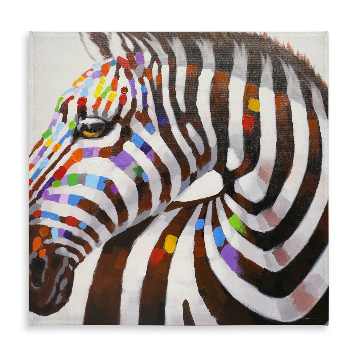 Picture of Begin Home Decor C1TC5858HFF70S 58 x 58 in. Colorful Zebra Animals Bedroom Tablecloth - Indoor & Outdoor Decor