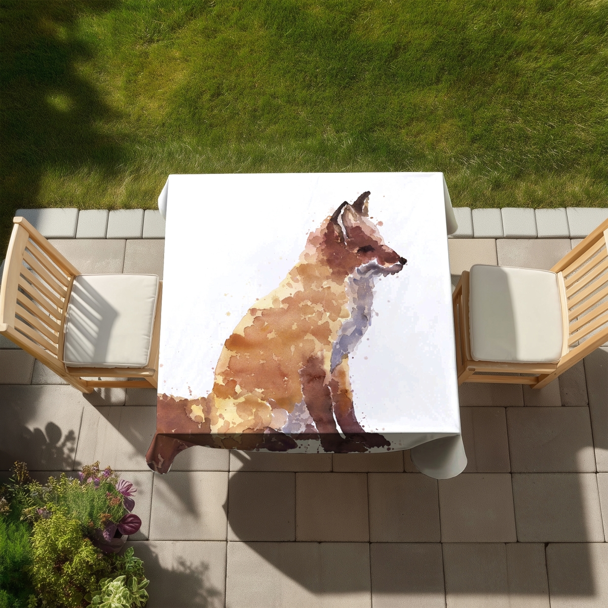 Picture of Begin Home Decor C1TC5858TORSND 58 x 58 in. Red Fox Tablecloth - Scandinavian Indoor & Outdoor Home Decor