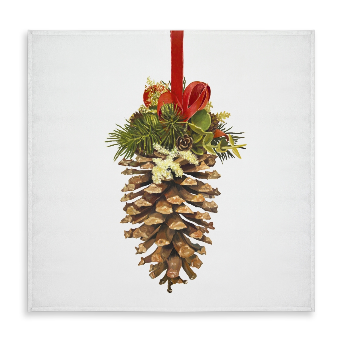 Picture of Begin Home Decor C1TC585864MNFH 58 x 58 in. Christmas Pine Cone Tablecloth - Rustic Indoor & Outdoor Decor