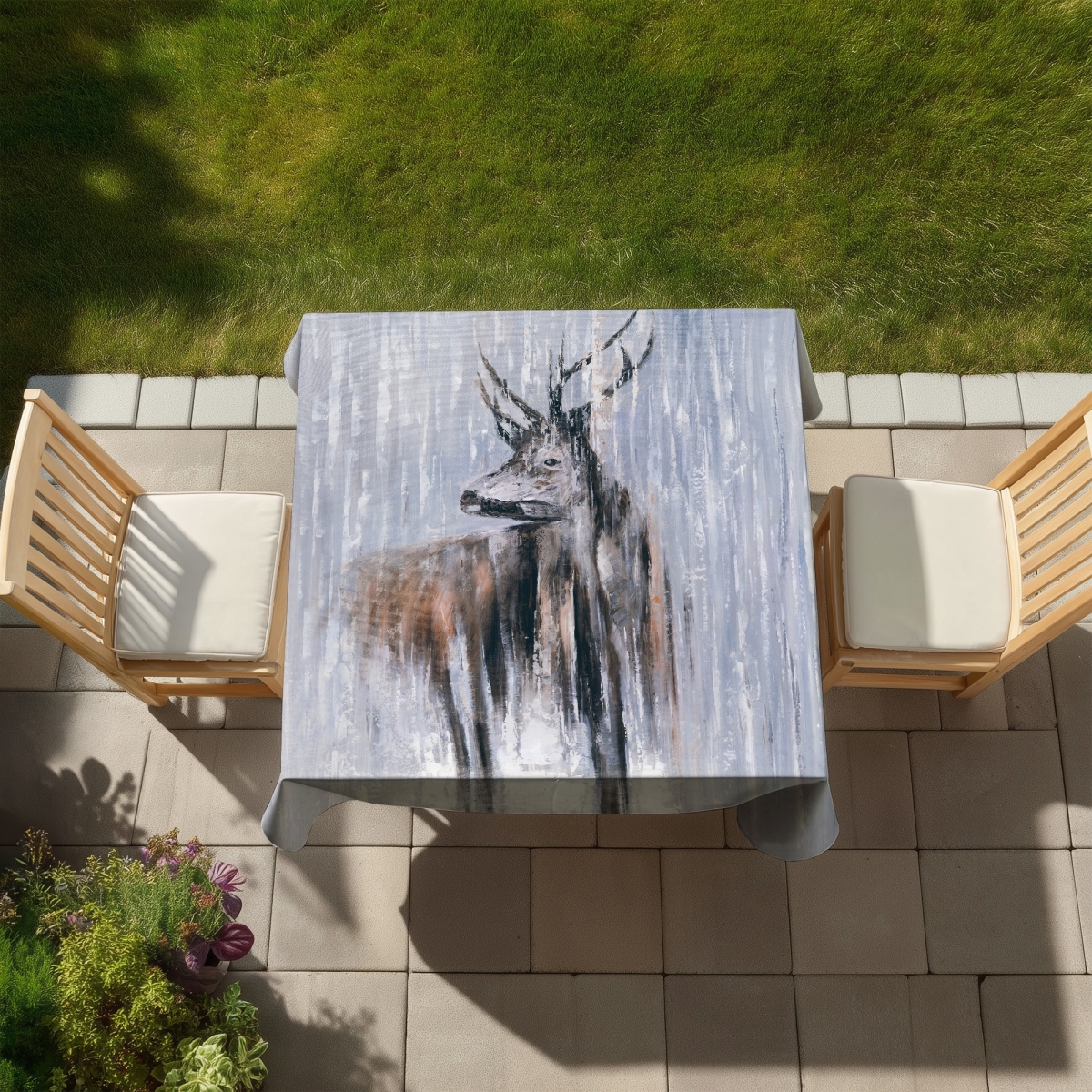 Picture of Begin Home Decor C1TC5858M26TSE 58 x 58 in. Deer in the Forest Tablecloth - Indoor & Outdoor Home Decor