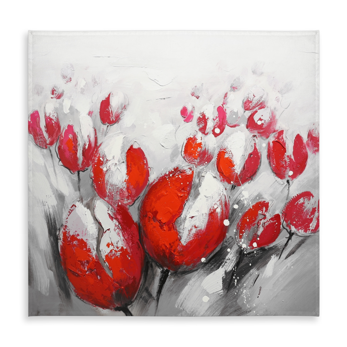 Picture of Begin Home Decor C1TC5858TP2FIA 58 x 58 in. White Botanical Tablecloth - Red Tulips Home Decor Indoor & Outdoor