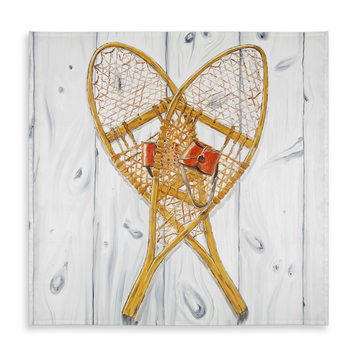 Picture of Begin Home Decor C1TC5858L2OY61 58 x 58 in. Vintage Wood Snowshoes Tablecloth - Rustic Gray Indoor & Outdoor