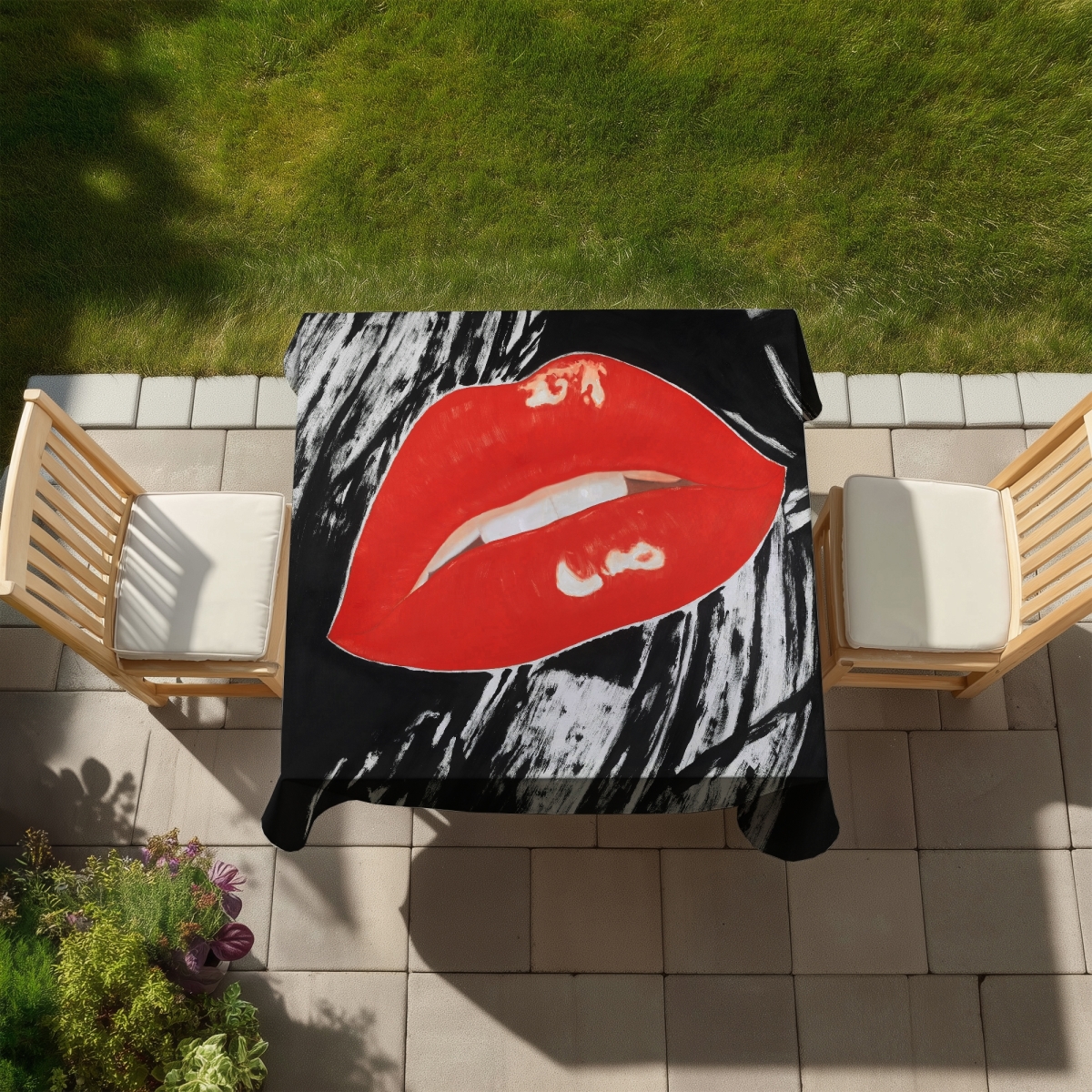 Picture of Begin Home Decor C1TC5858G4TT5S 58 x 58 in. Kissable Lips Tablecloth - Indoor & Outdoor Home Decor Beauty
