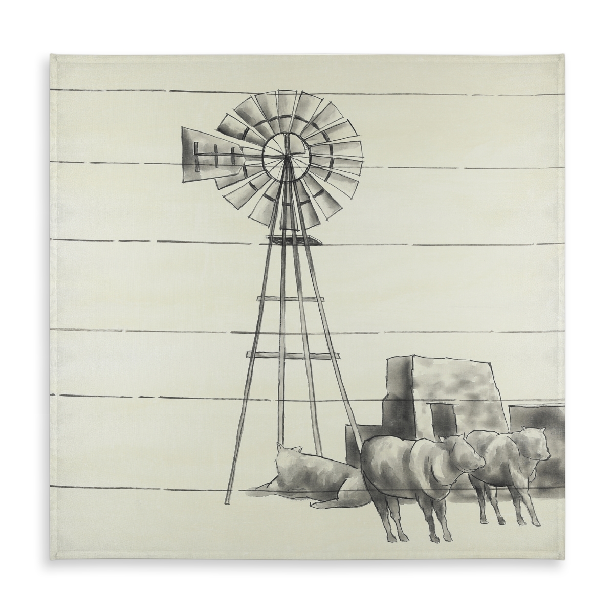 Picture of Begin Home Decor C1TC58582YXXRN 58 x 58 in. Farm Animals Rustic Tablecloth - Vintage Old Texas Windmill