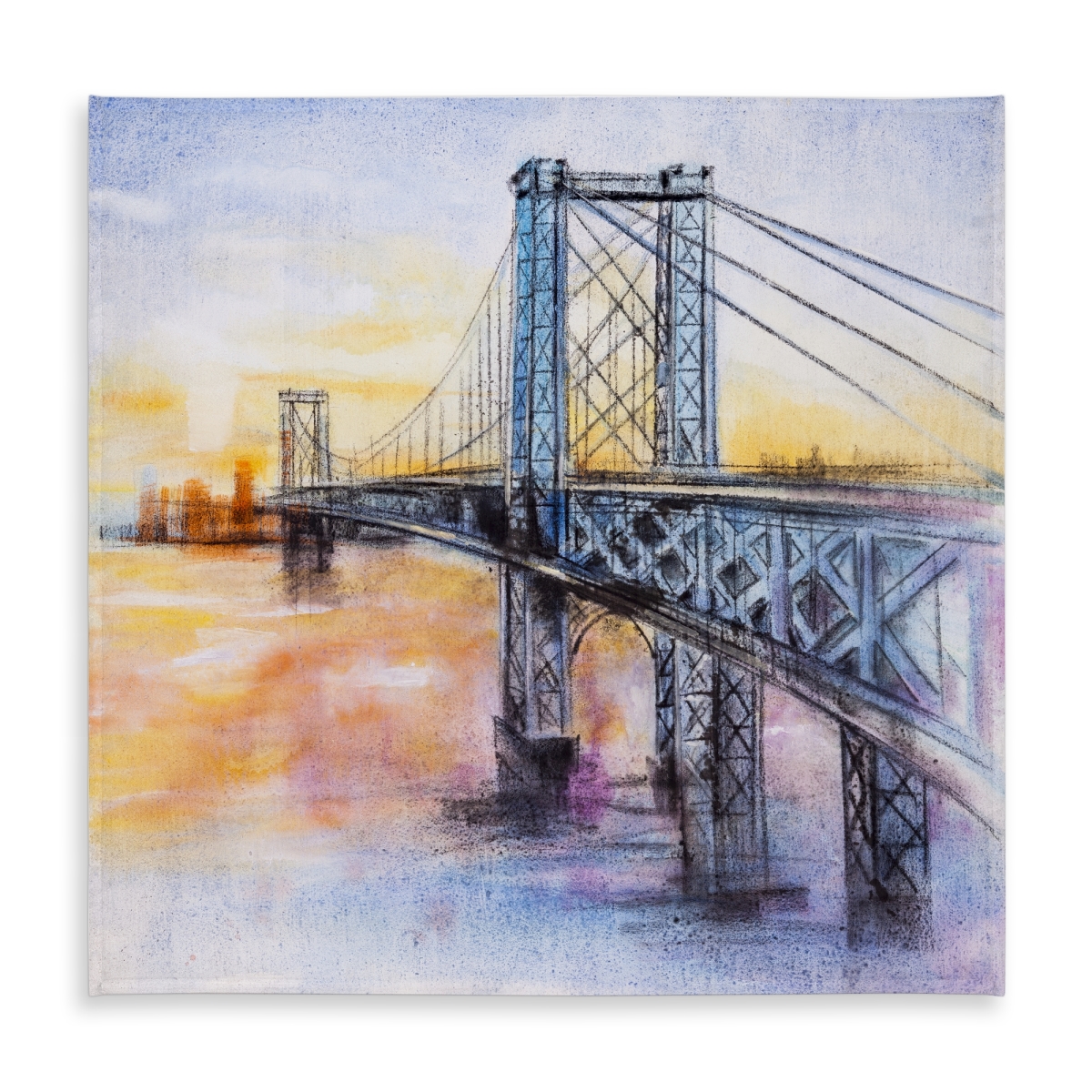 Picture of Begin Home Decor C1TC585817KBRQ 58 x 58 in. Abstract Brooklyn Bridge Tablecloth - Indoor & Outdoor Decor