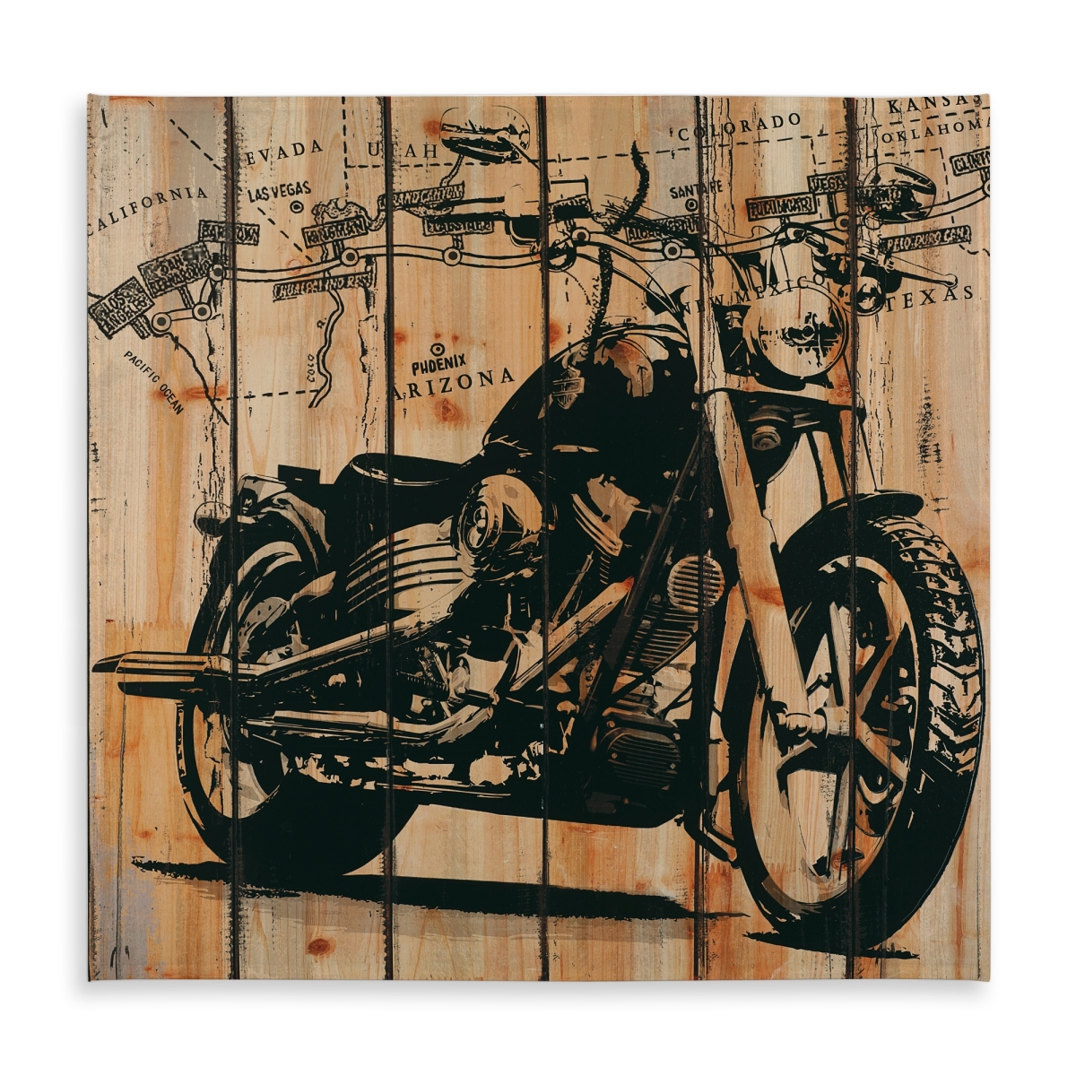 Picture of Begin Home Decor C1TC585861OT94 58 x 58 in. Motorcycle Wood Background Tablecloth - Indoor & Outdoor Decor