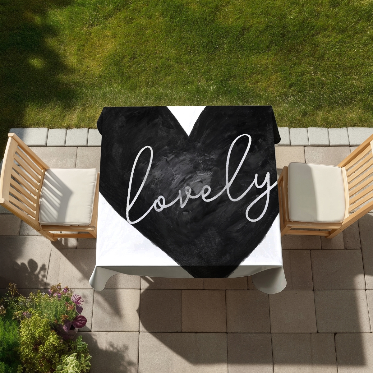 Picture of Begin Home Decor C1TC5858WTQLFR 58 x 58 in. Lovely Bedroom Shapes Minimalist Tablecloth - Indoor & Outdoor Decor