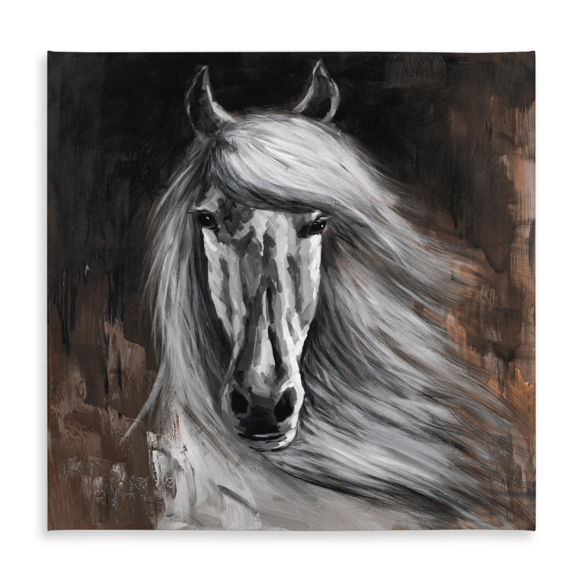 Picture of Begin Home Decor C1TC5858H77WMM 58 x 58 in. White Horse Tablecloth - Indoor & Outdoor Home Decor Table Cover