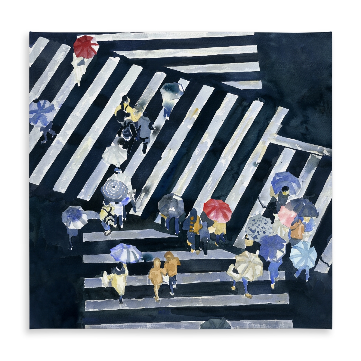Picture of Begin Home Decor C1TC5858JA51F6 58 x 58 in. Main Street Blue Woman Tablecloth - Indoor & Outdoor Decor