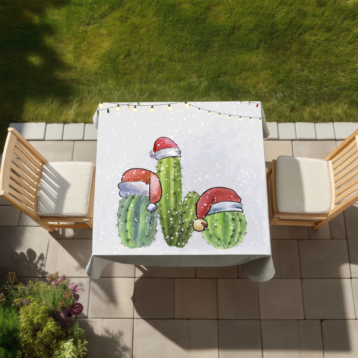 Picture of Begin Home Decor C1TC5858BDO1P1 58 x 58 in. Floral Christmas Cactus Gray Tablecloth - Indoor & Outdoor Decor