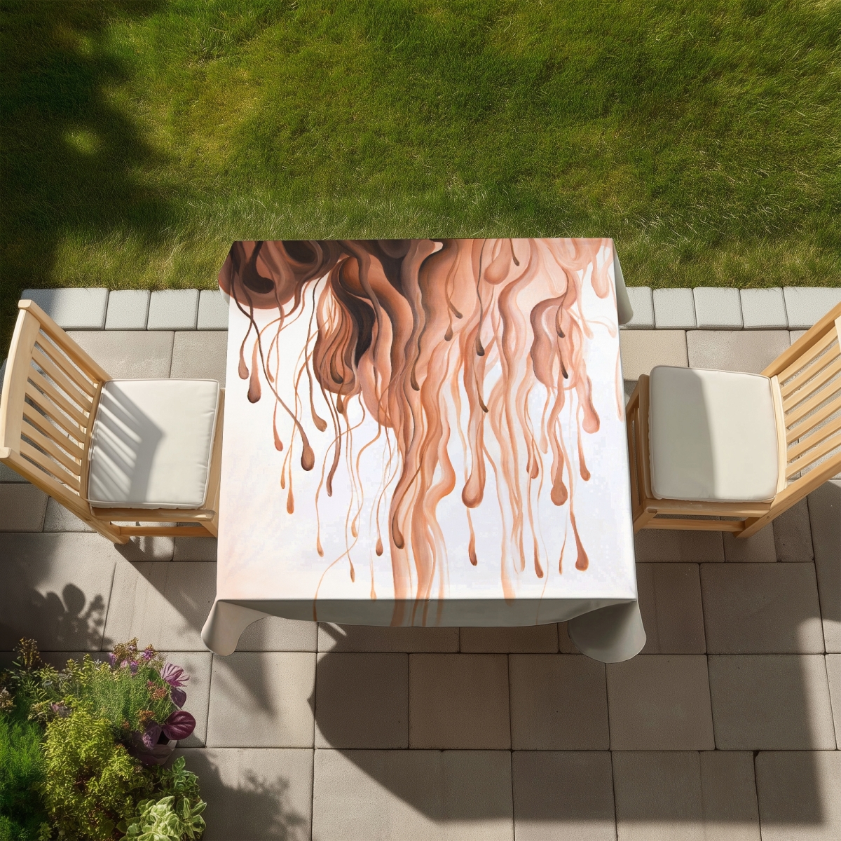Picture of Begin Home Decor C1TC58585C7D23 58 x 58 in. Eruption Bedroom Tablecloth - Abstract Orange Indoor & Outdoor Decor