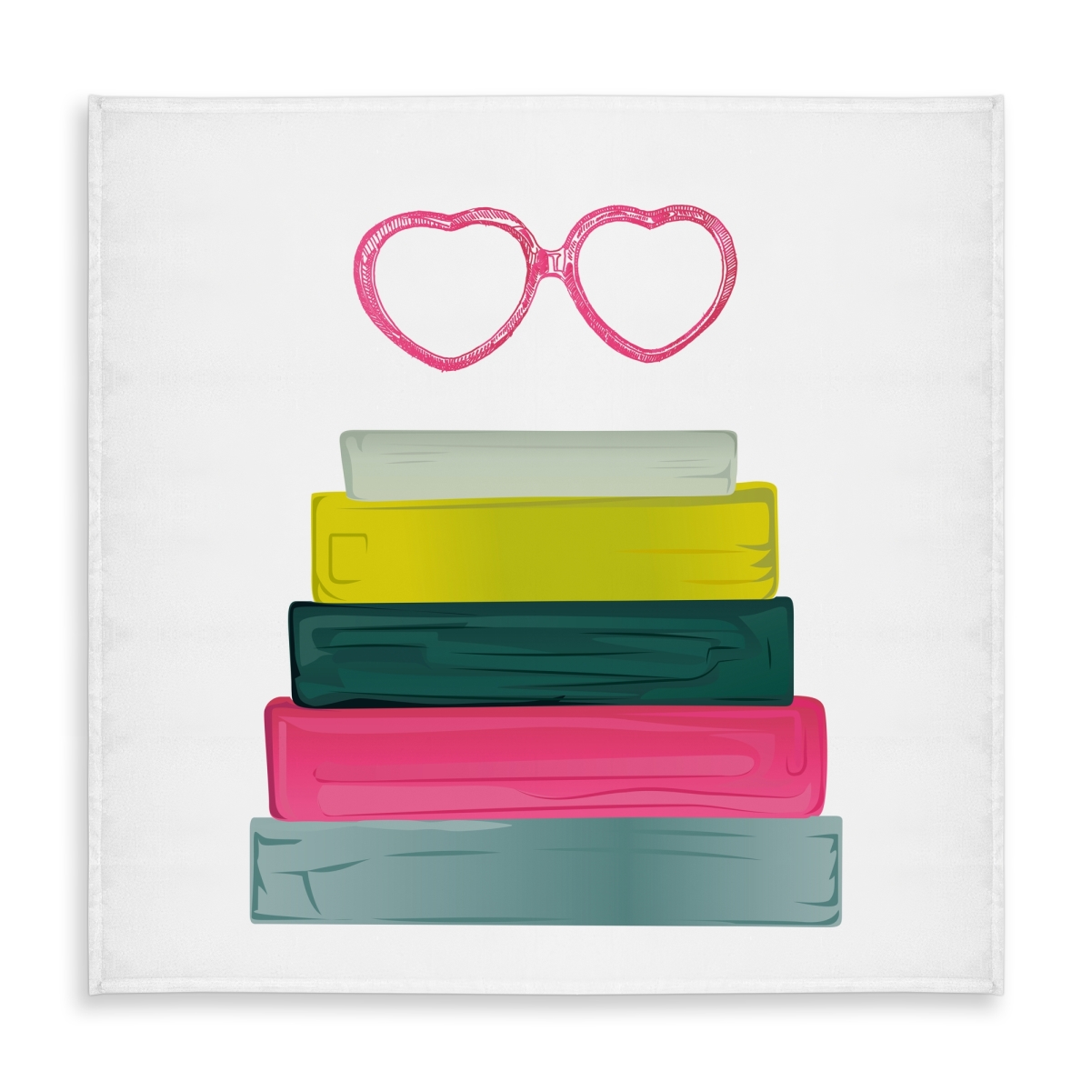 Picture of Begin Home Decor C1TC5858KO24FH 58 x 58 in. Yellow Heart Shape Glasses & Books Tablecloth - Home Decor