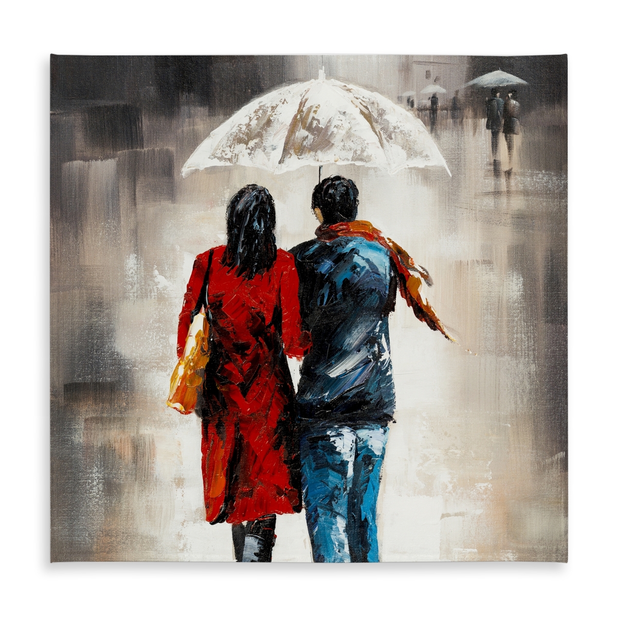 Picture of Begin Home Decor C1TC5858YUUU5J 58 x 58 in. Romantic Blue Tablecloth - Quiet Walk in Rain - Home Decor